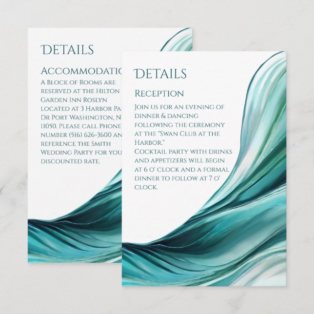 Tarjeta De Recepción Detalles del boda-Resumen moderno de Emerald Green (Anverso / Reverso)