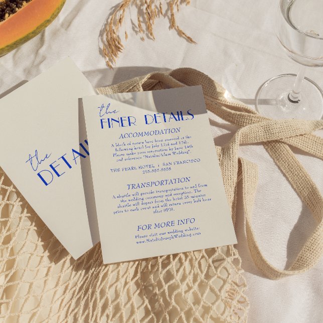Tarjeta De Recepción Detalles del Boda retro francés moderno azul y cap (Subido por el creador)