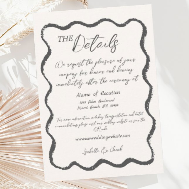 Tarjeta De Recepción Detalles del Boda retro Wavy Black Handwriter (Subido por el creador)