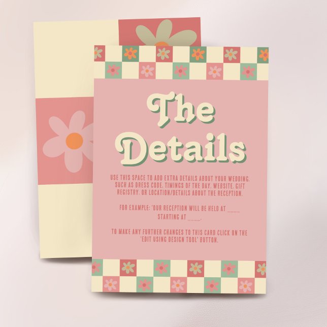 Tarjeta De Recepción Detalles del Boda Retro y Groovy 70 (Subido por el creador)