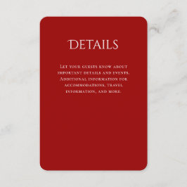 Tarjeta De Recepción Detalles del Boda rojo curvo de tipografía