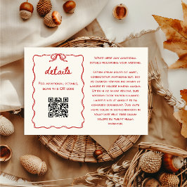 Tarjeta De Recepción Detalles del Boda rojo de esbozo retro dibujado a