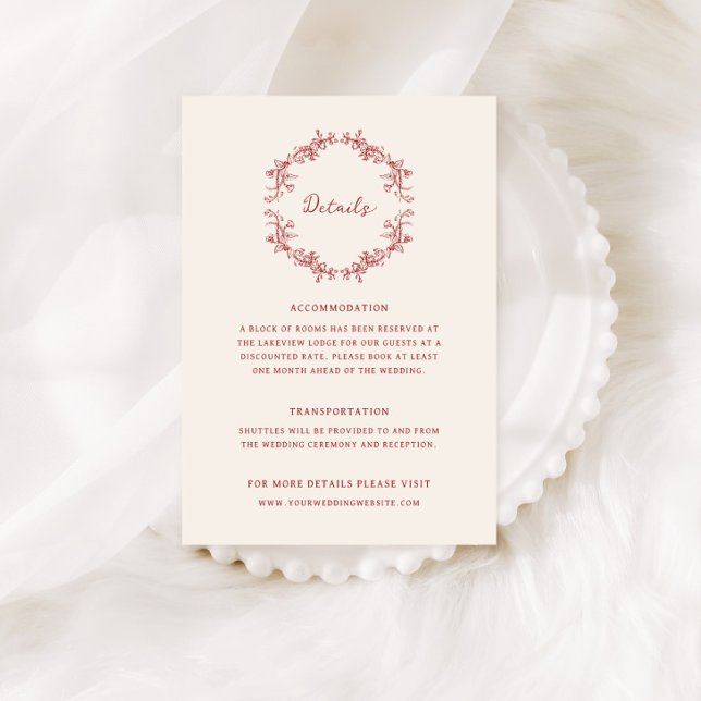 Tarjeta De Recepción Detalles del Boda rojo de la serie de televisión c (Subido por el creador)