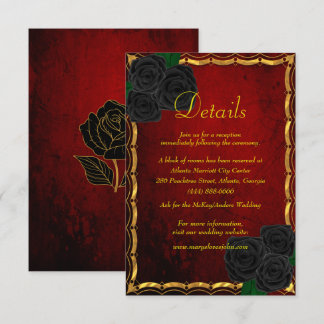 Tarjeta De Recepción Detalles del Boda rojo de sangre de Rosas negros g