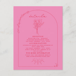 Tarjeta De Recepción Detalles del Boda rojo rosa del Bouquet Art de Lín