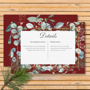 Tarjeta De Recepción Detalles del Boda rojo verde de los Navidades de i