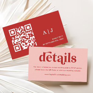 Tarjeta De Recepción Detalles del Boda rojo y rosa