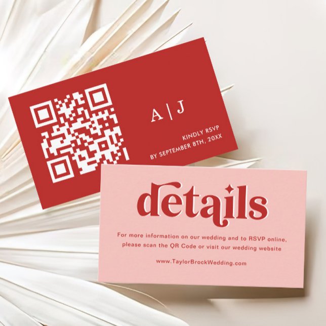 Tarjeta De Recepción Detalles del Boda rojo y rosa (Subido por el creador)