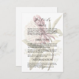 Tarjeta De Recepción Detalles del Boda Romántico de Peony