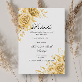 Tarjeta De Recepción Detalles del Boda Romántico Floral Gold