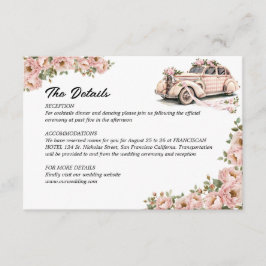 Tarjeta De Recepción Detalles del Boda rosa Coquette Floral Rubor