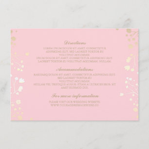Tarjeta De Recepción Detalles del Boda rosa de aliento del bebé - Infor