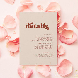 Tarjeta De Recepción Detalles del boda rosa de durazno retro elegante