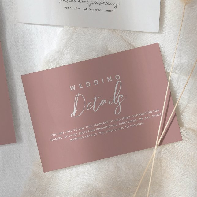 Tarjeta De Recepción Detalles del Boda Rosa Dusty (Subido por el creador)