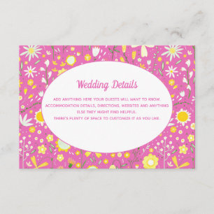 Tarjeta De Recepción Detalles del Boda rosa floral moderno