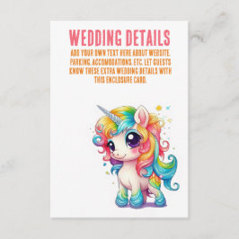 Tarjeta De Recepción Detalles del Boda Rosa Magnético de Unicornio
