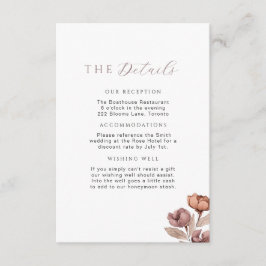 Tarjeta De Recepción Detalles del Boda Rosa Mauve Dusty Mauve Mínimo In