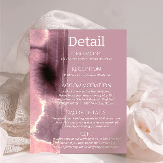 Tarjeta De Recepción Detalles del boda Rosa minimalista Mauve Dusty