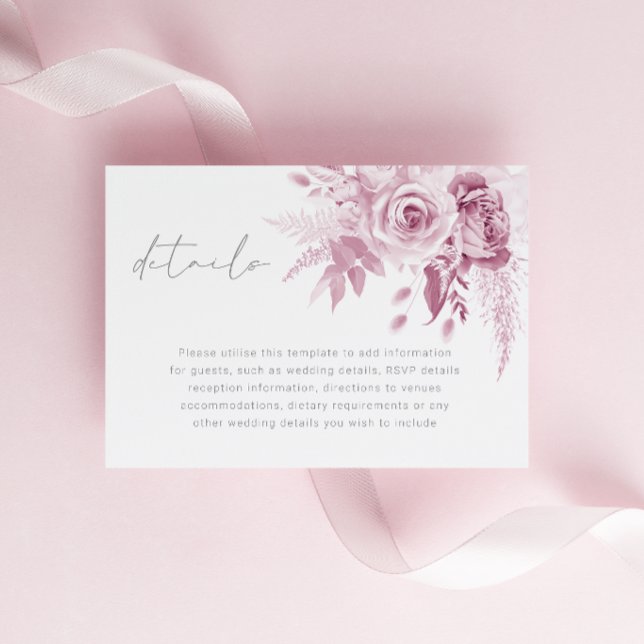 Tarjeta De Recepción Detalles del Boda Rosa Rosa Divino (Subido por el creador)