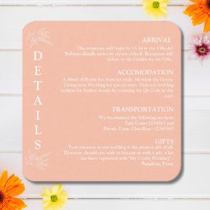 Tarjeta De Recepción Detalles del boda rosa rubio negrita curvado