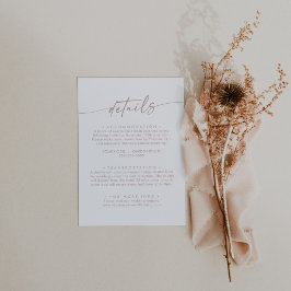 Tarjeta De Recepción Detalles del Boda Rosado de Rubor Moda Boho