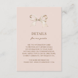 Tarjeta De Recepción Detalles del Boda Rubor Pink Coquette Bow