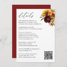 Tarjeta De Recepción Detalles del Boda ruso del girasol otoñal de Borgo