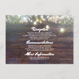 Tarjeta De Recepción Detalles del Boda Rustic Barn Wood - Información