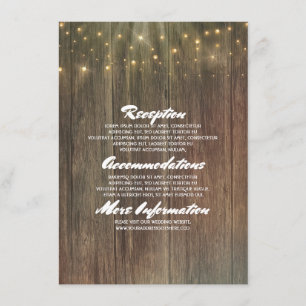 Tarjeta De Recepción Detalles del Boda Rustic Barn Wood - Información
