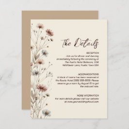 Tarjeta De Recepción Detalles del Boda Rustic Boho Moda Wildflowers
