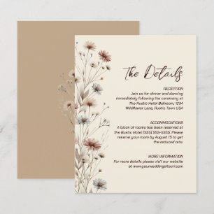 Tarjeta De Recepción Detalles del Boda Rustic Boho Moda Wildflowers
