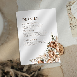 Tarjeta De Recepción Detalles del Boda Rustic Dread Floral Pampas