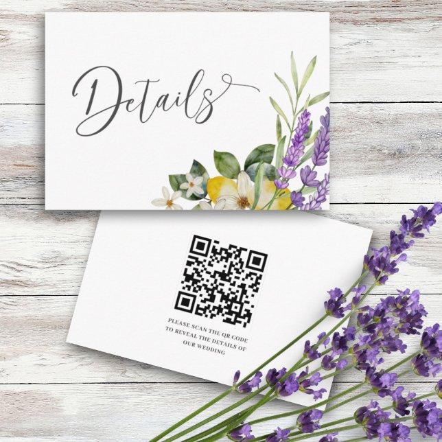 Tarjeta De Recepción Detalles del Boda Rustic Purple Lavender y Lemons (Subido por el creador)