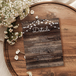 Tarjeta De Recepción Detalles del Boda Rustic Wood
