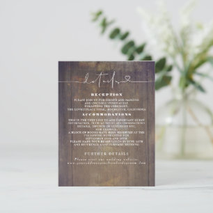 Tarjeta De Recepción Detalles del Boda Rustic Wood