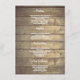 Tarjeta De Recepción Detalles del Boda Rustic Wood - Información