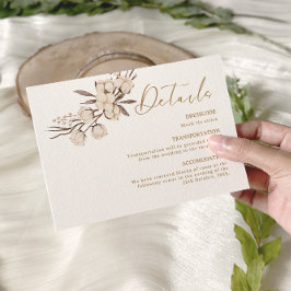 Tarjeta De Recepción Detalles del Boda Rústico de Algodón Floral