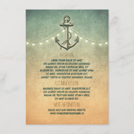 Tarjeta De Recepción Detalles del Boda Rústico de Ancla Náutica y Luces