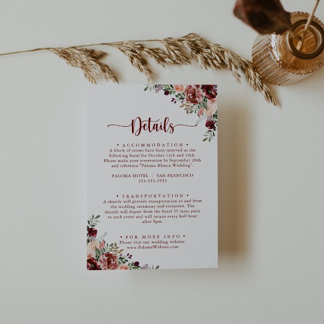 Tarjeta De Recepción Detalles del Boda rustico de caligrafía floral de  (Subido por el creador)