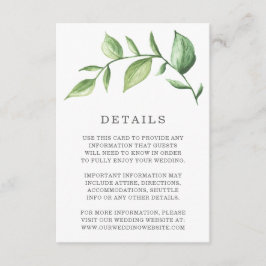 Tarjeta De Recepción Detalles del Boda Rústico de color de agua verde e