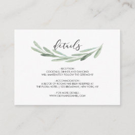 Tarjeta De Recepción Detalles del Boda Rústico de la Rama Verde del Oli
