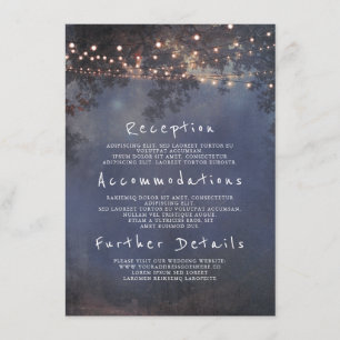 Tarjeta De Recepción Detalles del Boda Rústico de ramas y luces Inserta