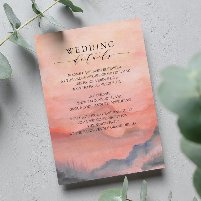 Tarjeta De Recepción Detalles del Boda Rústico del atardecer de la mont (Subido por el creador)