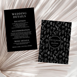 Tarjeta De Recepción Detalles del boda rústico simple de la flor silves