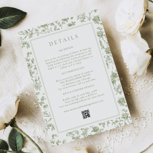 Tarjeta De Recepción Detalles del Boda Sage Green Chinoiserie