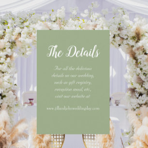 Tarjeta De Recepción Detalles del Boda Sage Green Simple Style