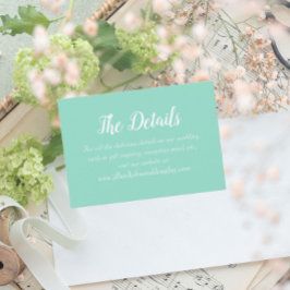 Tarjeta De Recepción Detalles del Boda Seafoam Simple Style