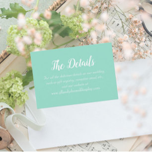 Tarjeta De Recepción Detalles del Boda Seafoam Simple Style