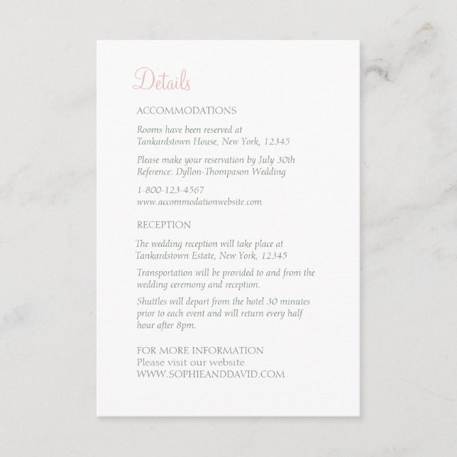 Tarjeta De Recepción Detalles del Boda Secret Garden Rubor Lovebirds (Anverso)