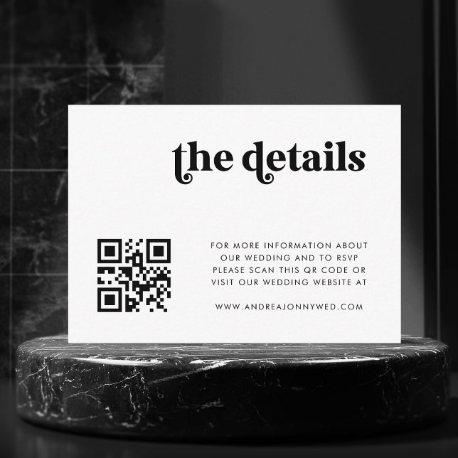 Tarjeta De Recepción Detalles del Boda sencillo de código QR de script  (Subido por el creador)